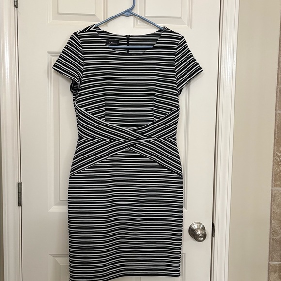 Alyx Black and White Sheath Midi Dress - Picture 1 of 3
